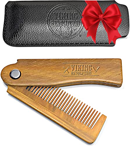 Folding Beard Comb w/Carrying Pouch for Men