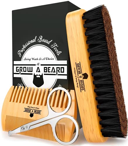 Beard Brush for Men & Beard Comb Set