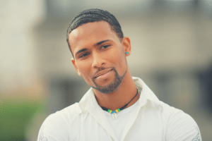 black young man smiling