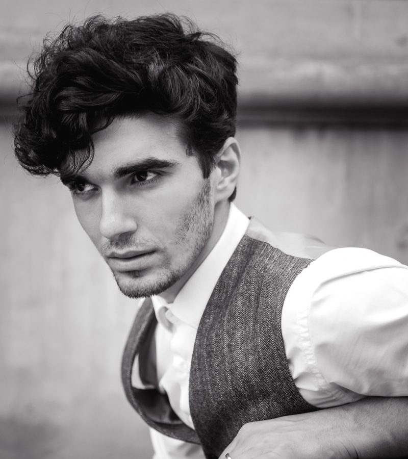 Messy Quiff Curly Hair Men Hairstyle