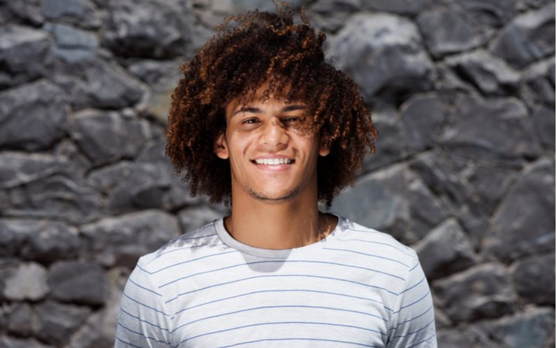 Curly hair men's haircut with Long Corkscrews